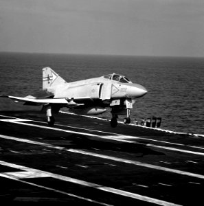 F-4J Phantom II of VF-103 landing aboard USS Saratoga (CV-60) on 8 January 1980 (6350716)