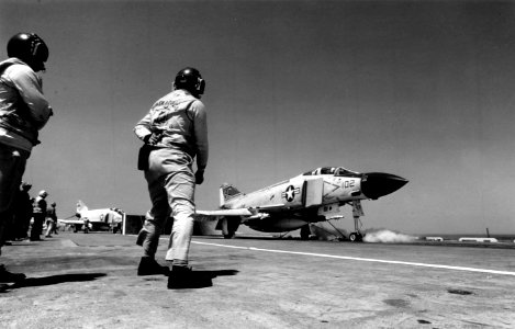 F-4J Phantom II of VF-31 on catapult of USS Saratoga (CVA-60) c1970