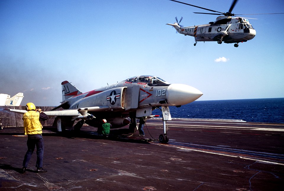 F-4J and SH-3G on USS America (CVA-66) 1972-73