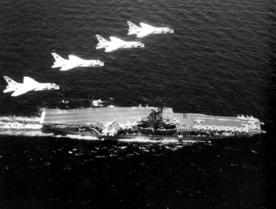 F-8Hs VF-51 over USS Bon Homme Richard (CVA-31) 1968