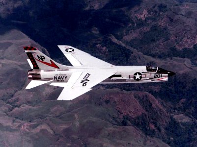 F-8J Crusader of VF-24 in flight in 1975