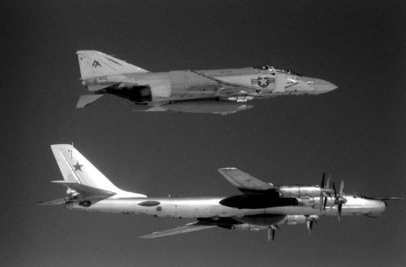 F-4S Phantom II of VF-74 escorting Soviet Tu-95 off the U.S. East Coast on 26 January 1982 (6350657)