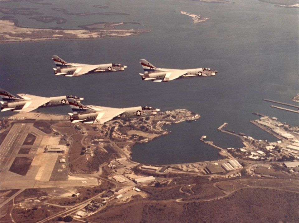 F-8K Crusaders of VC-10 over NAS Guantanamo Bay 1974
