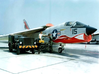F-8 Crusader of VMF-334 on the ground