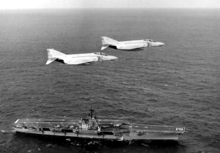 F-4Ns VF-202 over USS Saratoga (CV-60) 1983