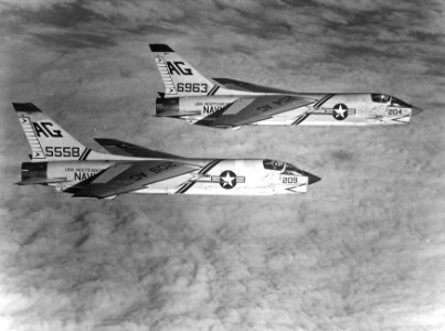 F-8C Crusaders of VF-84 over the Mediterranean Sea in 1963