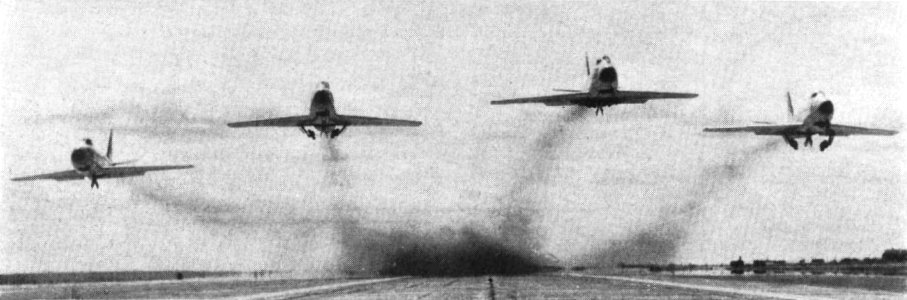 F-86As of 81st FIW tke off from Larson AFB 1950