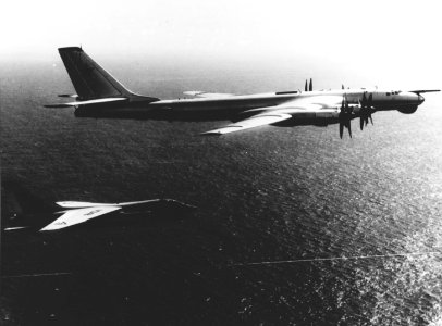 F-8 Crusader of VF-13 escorts Tupolev Tu-95 over the Mediterranean Sea in 1967