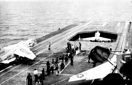 F-8E Crusaders of VF-191 are launched from USS Bon Homme Richard (CVA-31) c1965