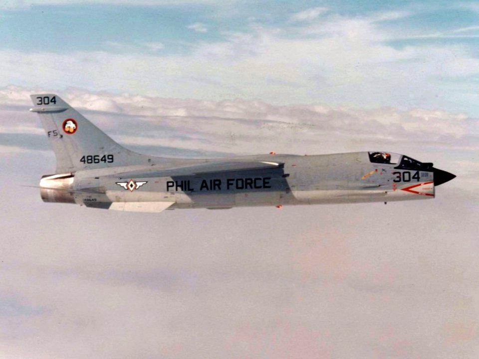 F-8H Crusader of the Philippine Air Force in flight c1978