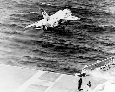 F-8A of VF-62 is launched from USS Enterprise (CVAN-65) in April 1962