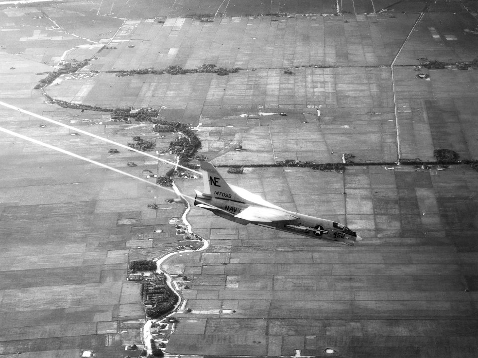 F-8D Crusader of VF-11 attacks target in South Vietnam 1965