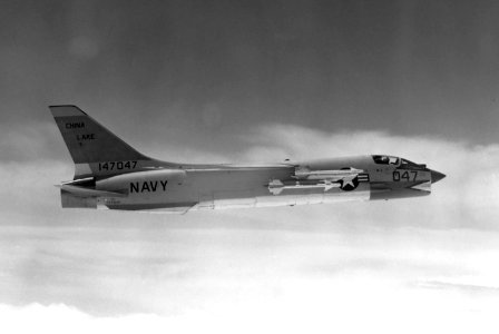 F-8D with AIM-9C missiles over China Lake 1963