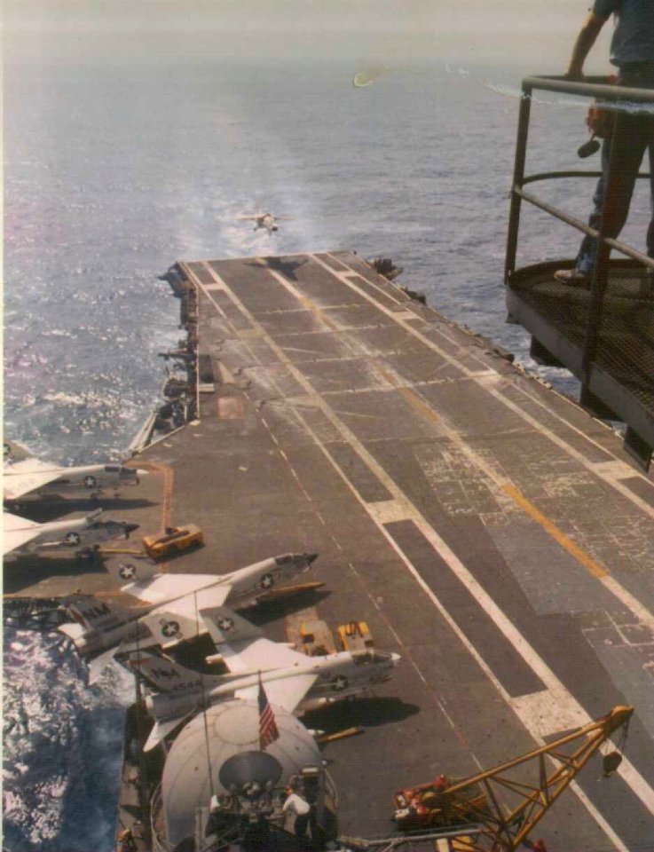 F-8J landing CVA-34 1970