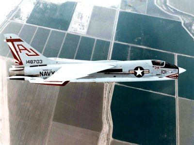 F-8H Crusader of VF-111 in flight over California 1970