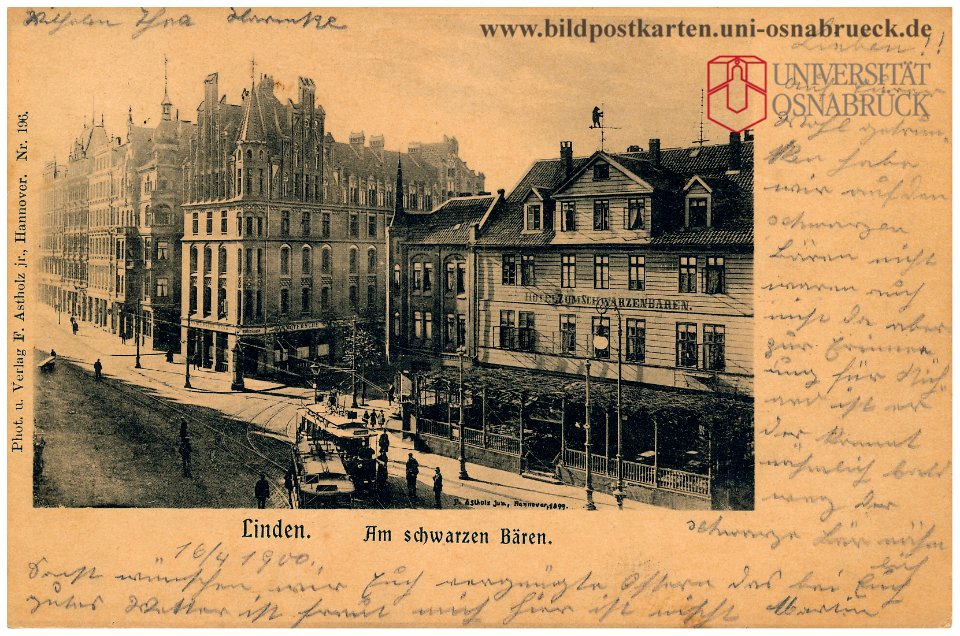F. Astholz jun. AK 0196 1899 Linden. Am schwarzen Bären. Bildseite