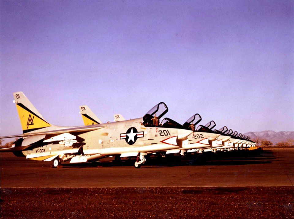 F-8K Crusaders of VF-302 on the flightline