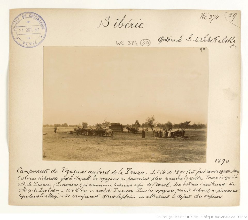 F. 29. Sibérie, campement de Voyageurs au bord de la Toura