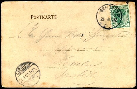 F. Astholz jun. AK 0366 Hannover. General von Rosenberg-Denkmal. Enthüllt am 20. April 1902. Adressseite