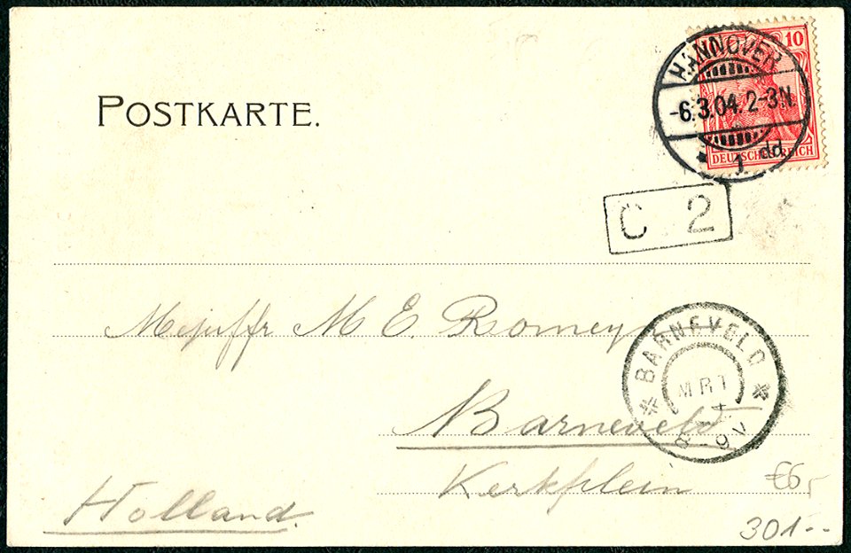 F. Astholz jun. AK 0474 Hannover. An der Christuskirche Adressseite Romey Barnefeld Kerkheim Holland 1904