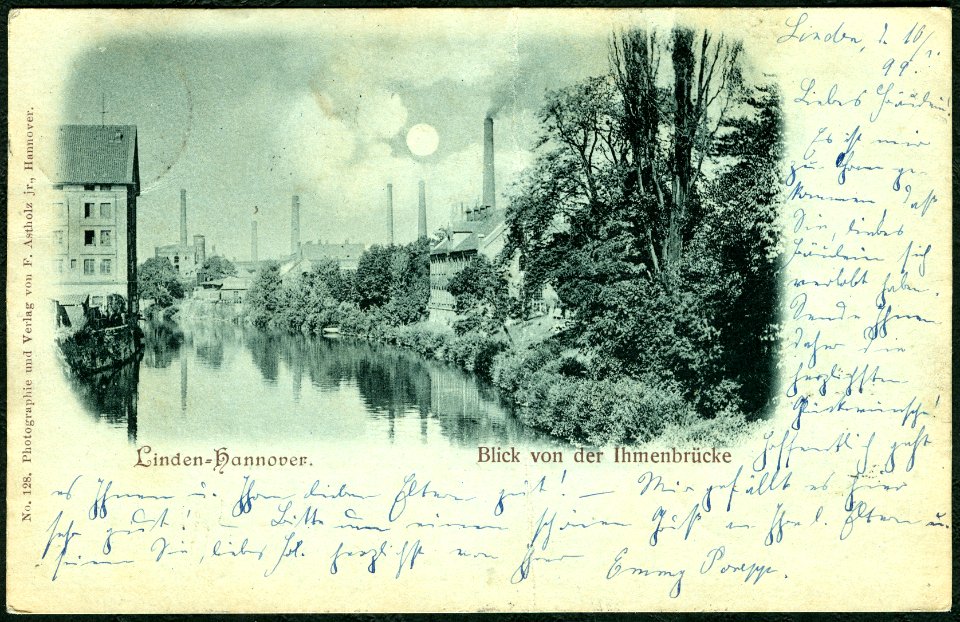 F. Astholz jun. AK 0128 Linden-Hannover, Blick von der Ihmenbrücke, Bildseite