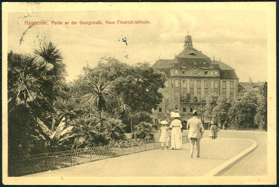 F. Astholz jun. AK K 043 Hannover. Partie an der Georgstraße, Haus Friedrich-Wilhelm, Bildseite