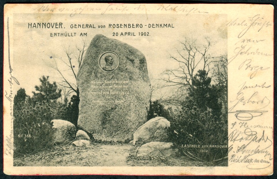F. Astholz jun. AK 0366 Hannover. General von Rosenberg-Denkmal. Enthüllt am 20. April 1902. Bildseite