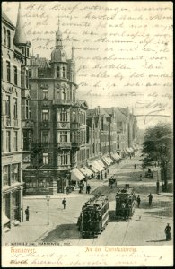 F. Astholz jun. AK 0474 Hannover. An der Christuskirche Bildseite Straßenbahn-Kreuz Engelbosteler Damm Gustav-Adolf-Straße Blick Richtung Klagesmarkt, 1903