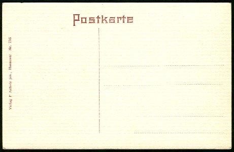 F. Astholz jun. AK 0756 Hannover, Ruhestätte von Charlotte Kestner (Werther's Lotte) auf dem Gartenkirchhofe, Adresseite der Postkarte (sogenannte geteilte Rückseite)