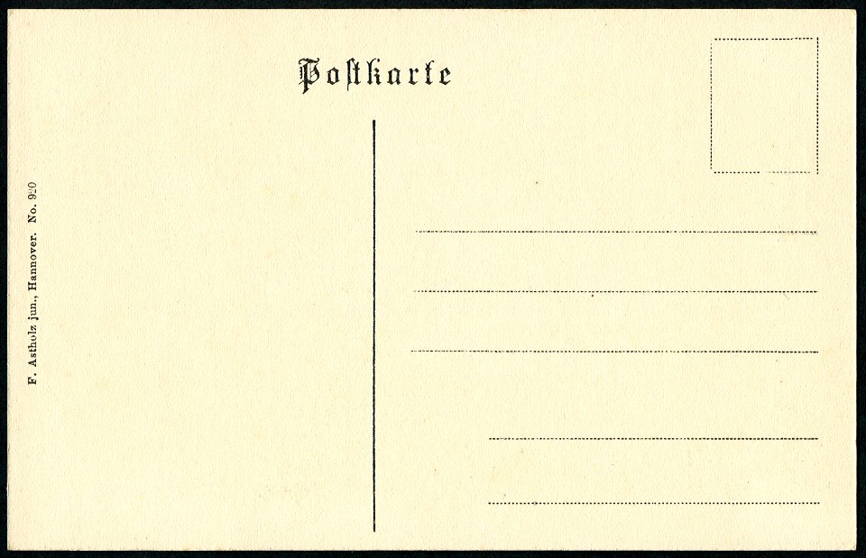 F. Astholz jun. AK 0920 Alt-Hannover Ballhofstrasse Adressseite der Postkarte