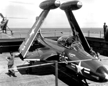 F2H on USSEssex elevator1951 photo