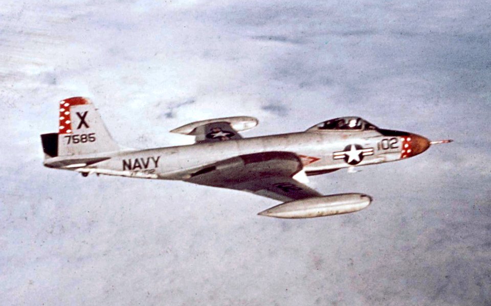 F2H-4 Banshee of VF-102 over the Med 1956