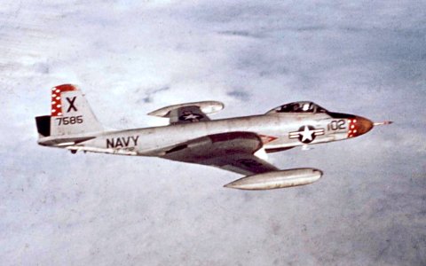 F2H-4 Banshee of VF-102 over the Med 1956