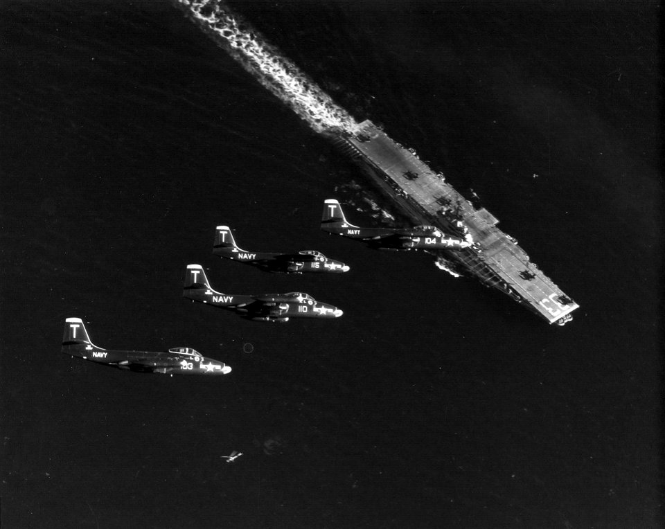 F2Hs VF-11 over USS Kearsarge (CV-33) 1952
