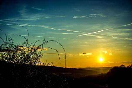 Sunset landscape frost
