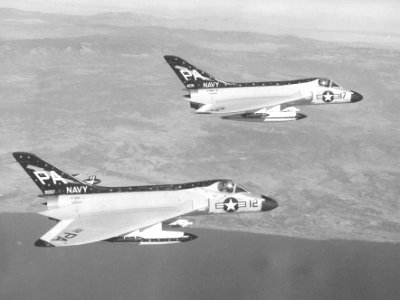 F4D-1 Skyrays of VF(AW)-3 in flight c1960