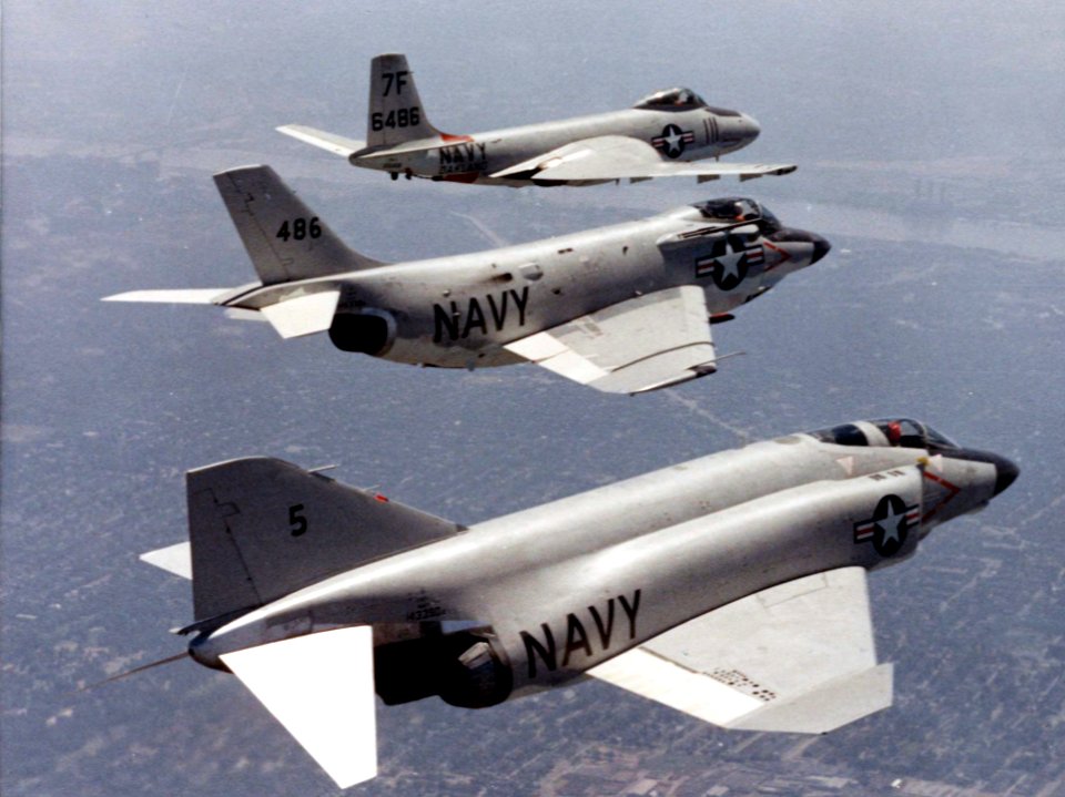 F2H F3H and F4H McDonnell fighters in flight c1959