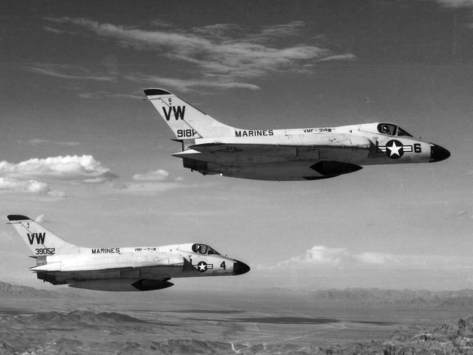 F4D-1 Skyrays of VMF-314 in flight 1960