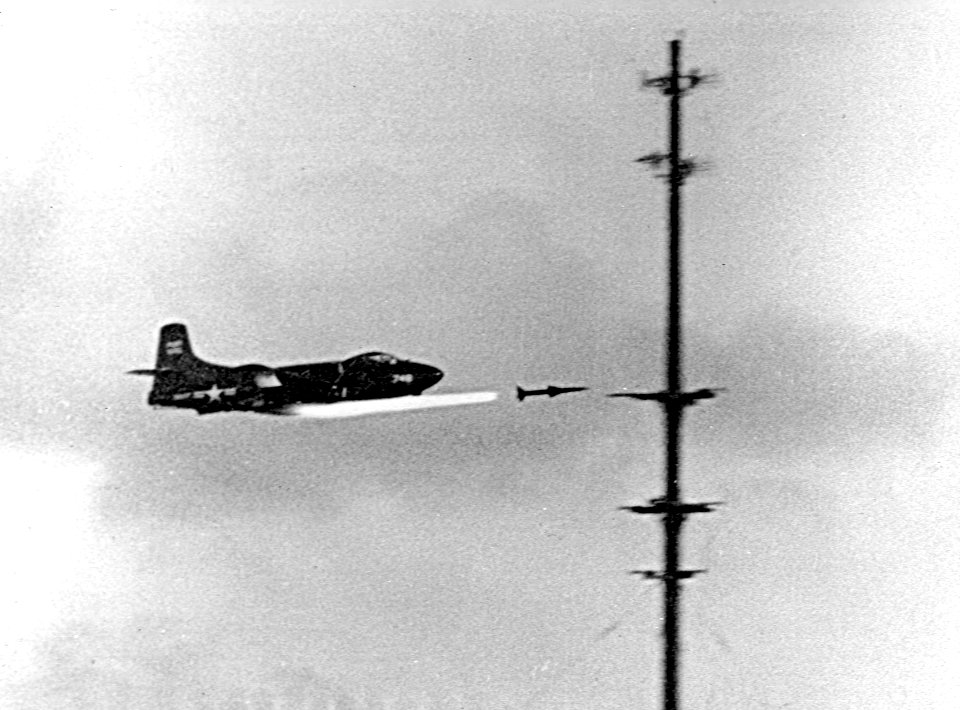 F3D-1 Skyknight launches Sparrow missile in 1950