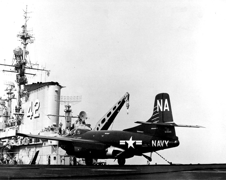 F3D-2 Skyknight of VC-4 on USS FD Roosevelt (CVB-42) 1952