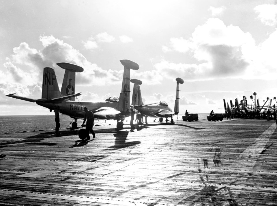 F2H-3 Banshees of VC-3 aboard USS Hornet (CVA-12) on 1 October 1954 (80-G-663584)