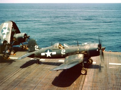 F4U-4 of VBF-82 on USS Randolph (CV-15) c1946