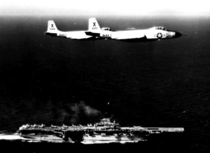 F2H-4s VF-102 over USS Randolph (CVA-15) 1956