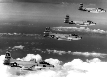 F3D-2Q Skyknights of VMCJ-3 in flight in 1958