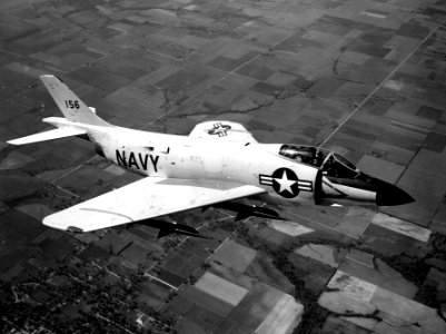 F3H-2M Demon in flight with Sparrow missiles c1956