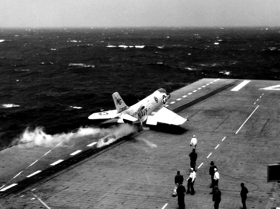 F3H-2N Demon of VF-122 on USS Ticonderoga (CVA-14) 1957