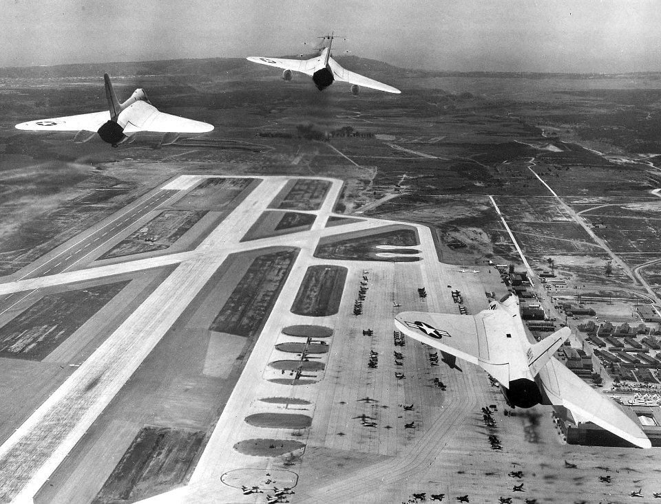 F4D Skyrays of VF-74 over NAS Miramar in May 1956