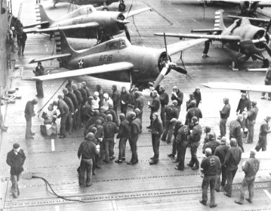 F4F-4s of VF-6 on USS Enterprise (CV-6) in April 1942 photo