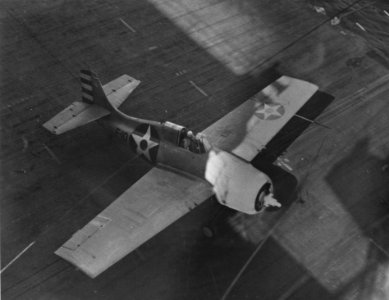 F4F-3 of VF-6 taking off from USS Enterprise (CV-6) 1942