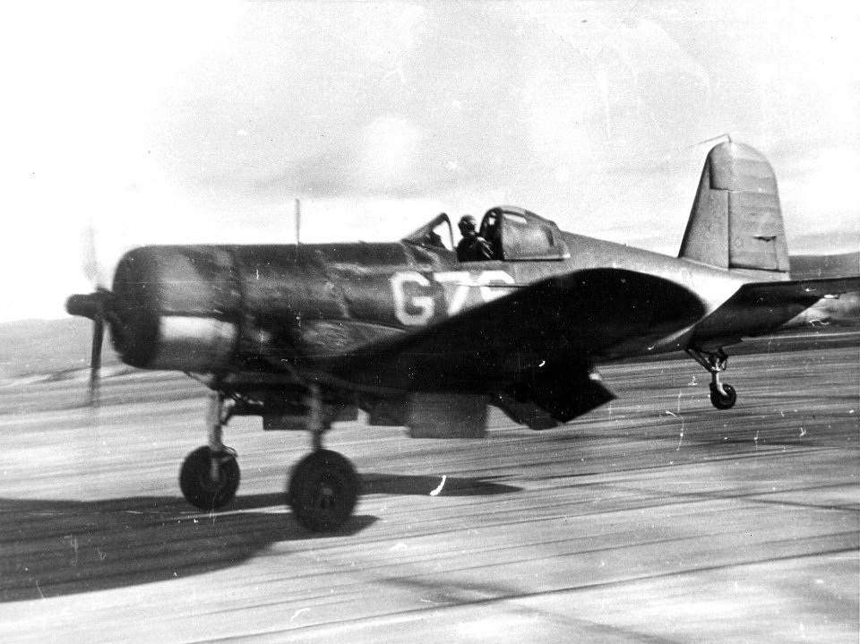 F4U-1 of VMF-121 landing at MCAS El Toro 1944
